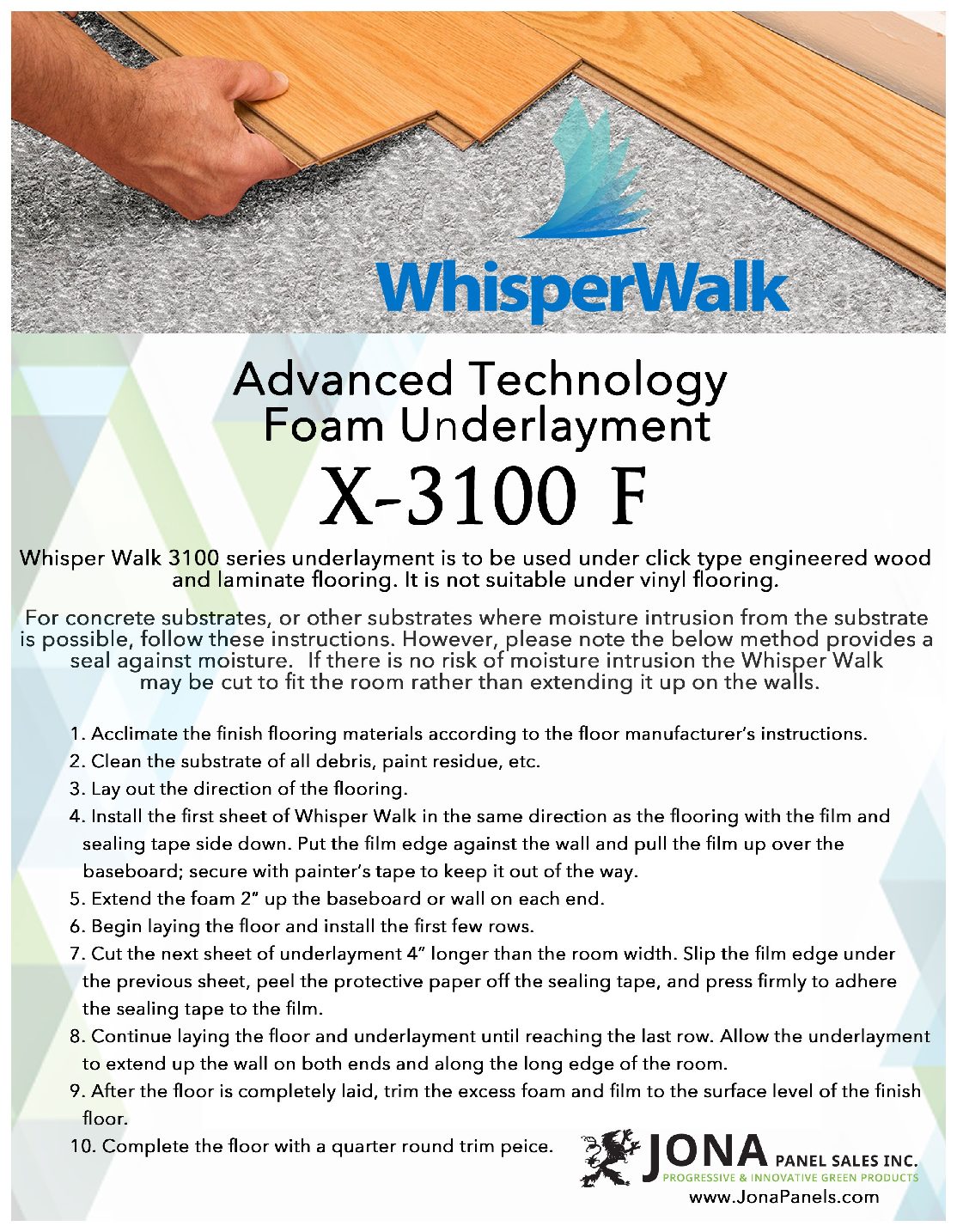 WhisperWalk Installation Instructions Jona Panel Sales Inc. Jona